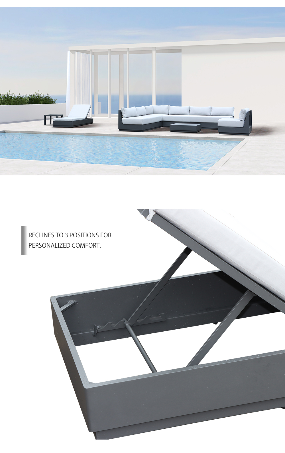 Swimming Pool Single Fabric Sun Lounger