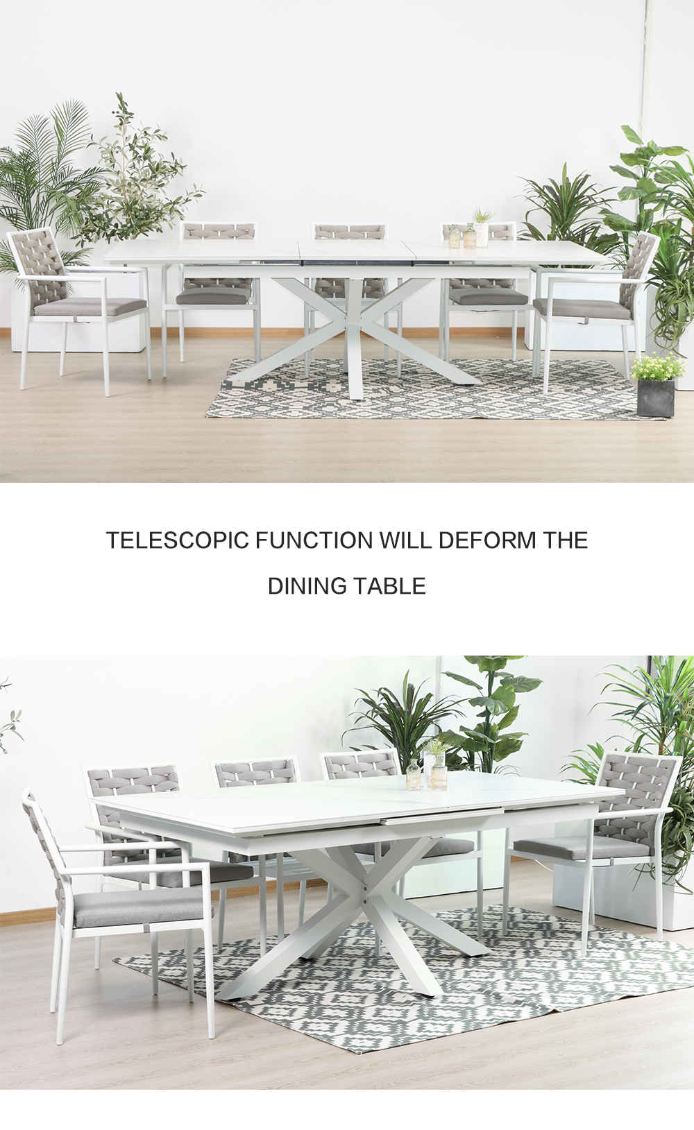 White Aluminum Leisure Outdoor Dining Set (3)