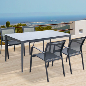 Hotel Modern Rectangular Metal Outdoor Dining Set