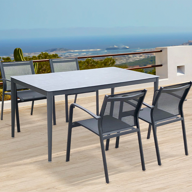 Hotel Modern Rectangular Metal Outdoor Dining Set