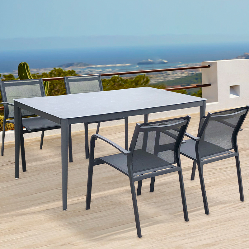 Hotel Modern Rectangular Metal Outdoor Dining Set