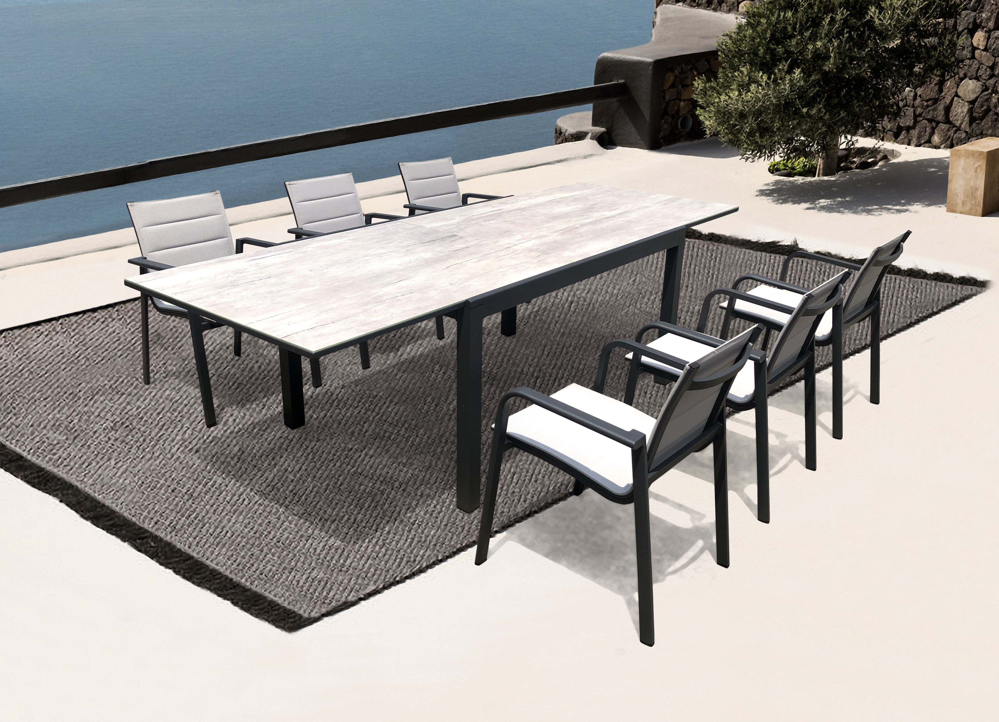 Commercial Hotel Aluminum Rectangular Outdoor Dining Set