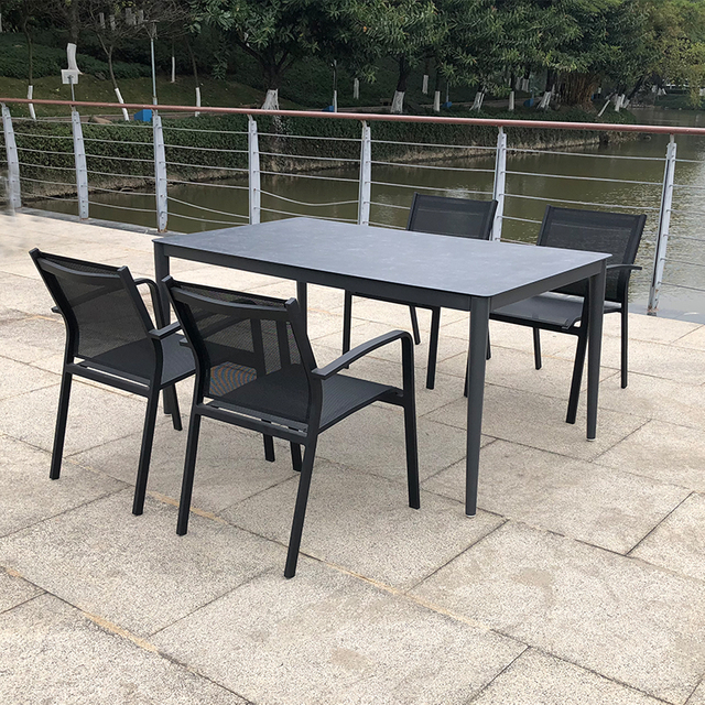 Hotel Modern Rectangular Metal Outdoor Dining Set