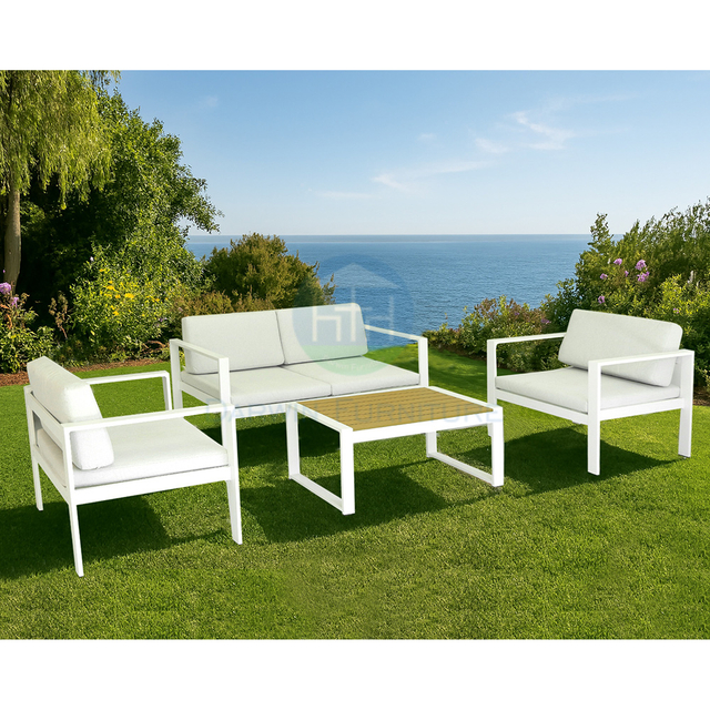 Wholesale Commercial FoShan Balcony Garden Couch Patio White Aluminum Sofa Set