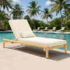Outdoor Foldable Lounger Wooden Hotel Garden Swimming Pool Beach Sun Lounger