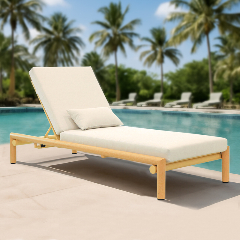 Outdoor Foldable Lounger Wooden Hotel Garden Swimming Pool Beach Sun Lounger
