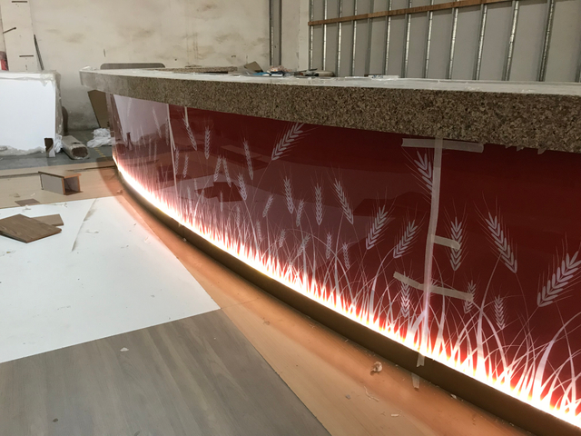 Modern Style Artificial Stone Top Cashier Counter LED Bar Counter for Restaurant Nightclub
