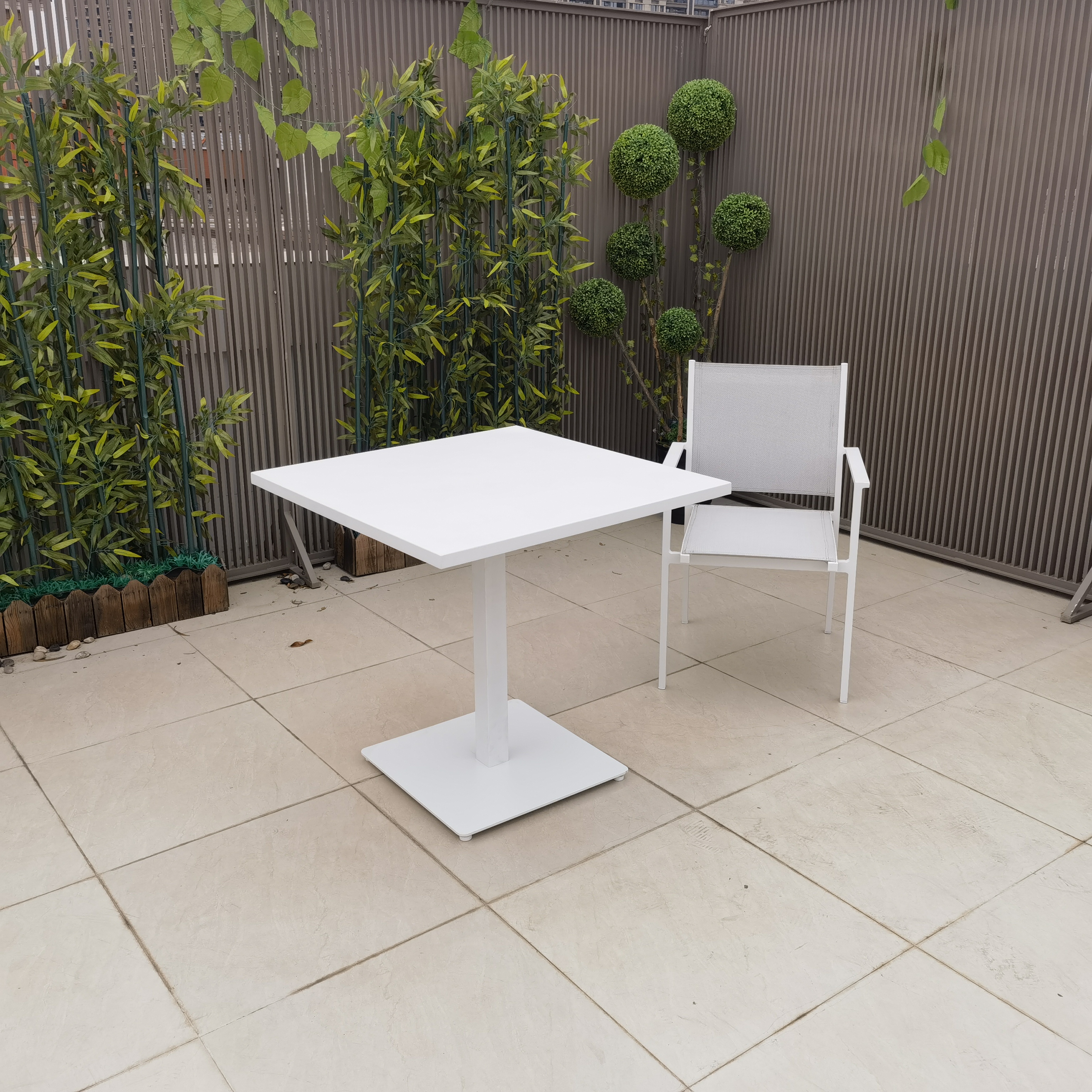 White Leisure Cafe Square Aluminum Outdoor Dining Set