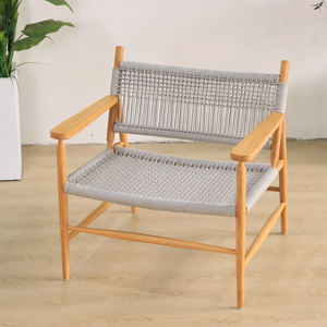 Nordic Outdoor Wooded Frame Woven Rope Balcony Chairs