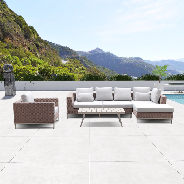 Luxury High Quality Modern Aluminum Outdoor Patio Rattan Sofa Set
