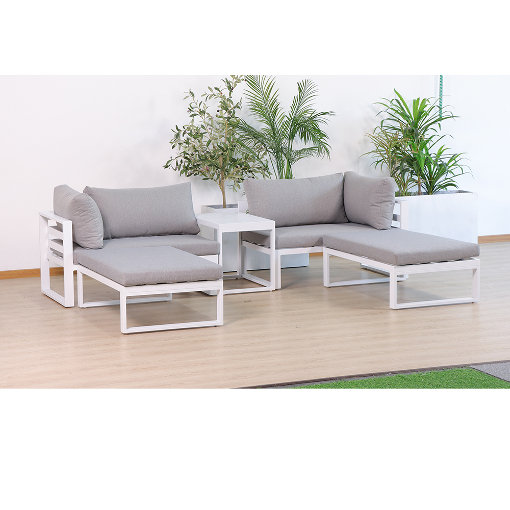 Adjustable Aluminum Frame Modern L-Shaped Garden Sofa Set