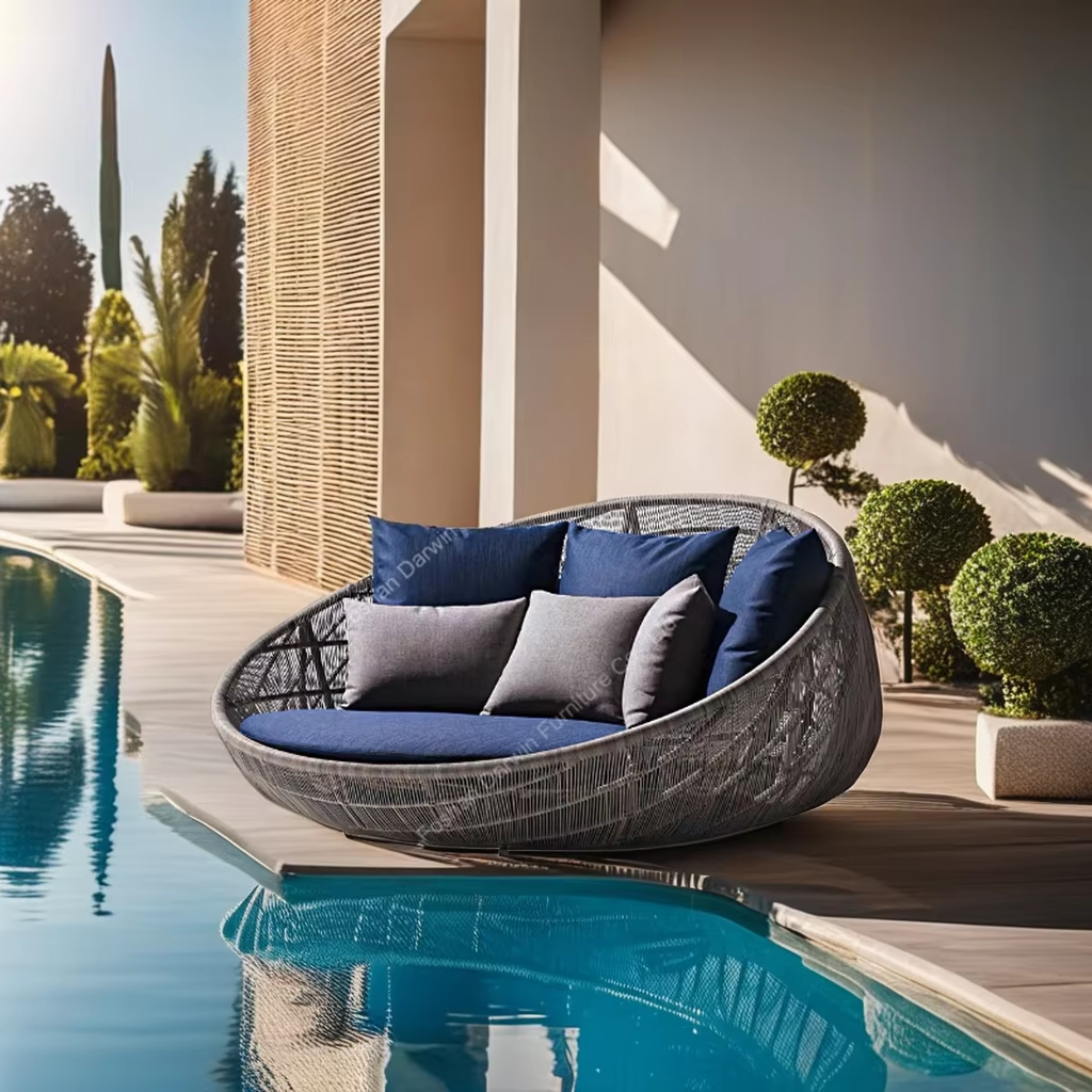 Outdoor Lounge 2 Person Beach Rattan Daybeds