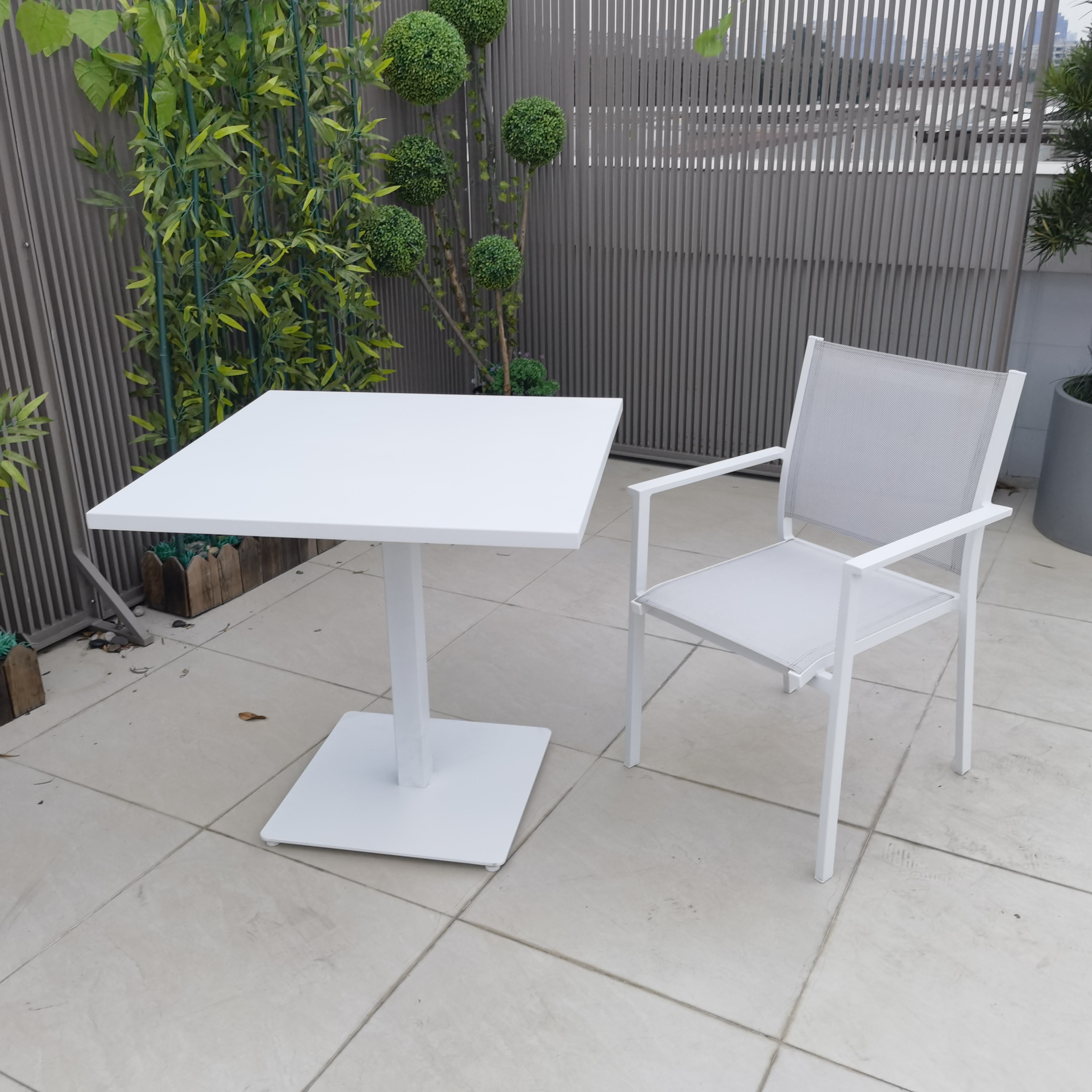 White Leisure Cafe Square Aluminum Outdoor Dining Set