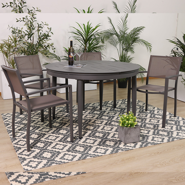 Modern Round Extendable Outdoor Dining Set