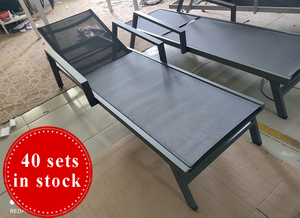 Aluminum Sun Lounger Set with Armrest Set (2 Sun Lounger+side table）