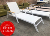 Adjustable Sun Lounger with Wooden Armrest - White