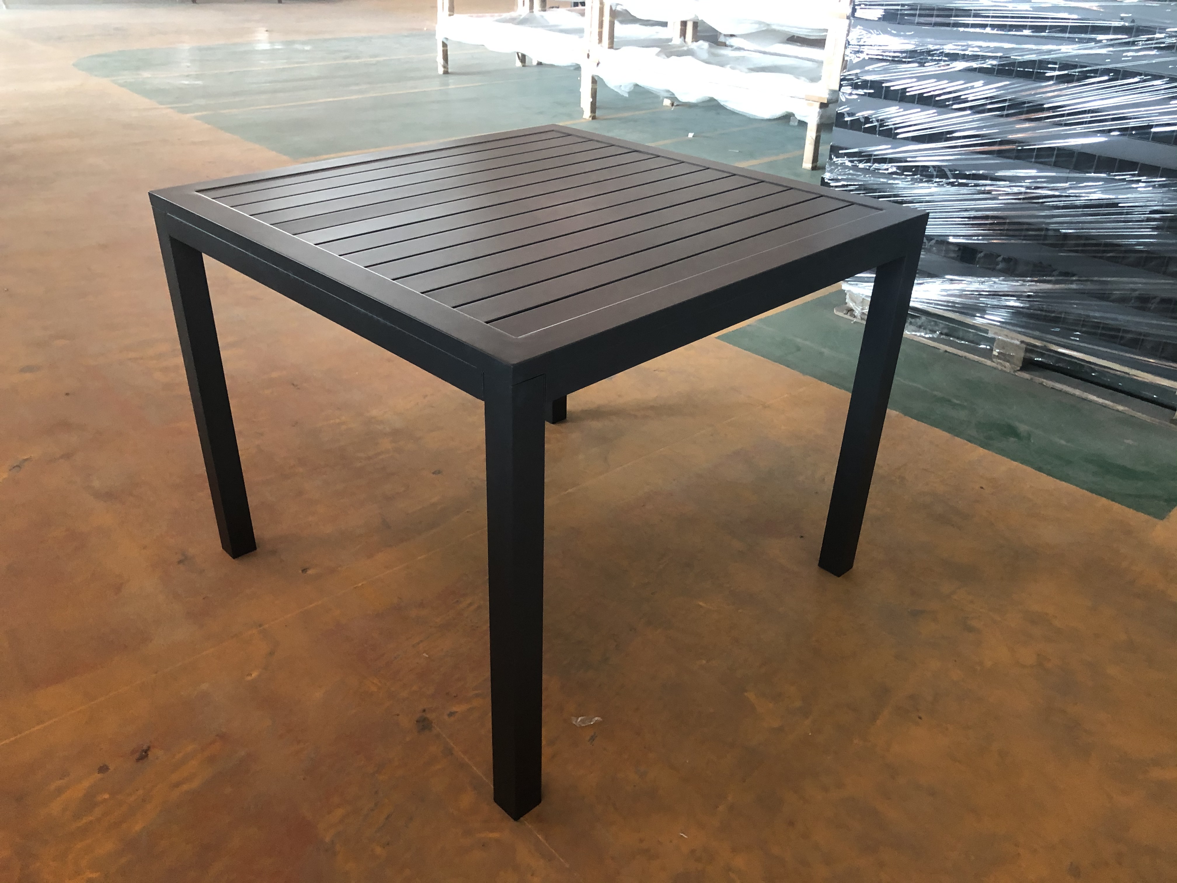 Black Square Aluminum Dining Table - Black