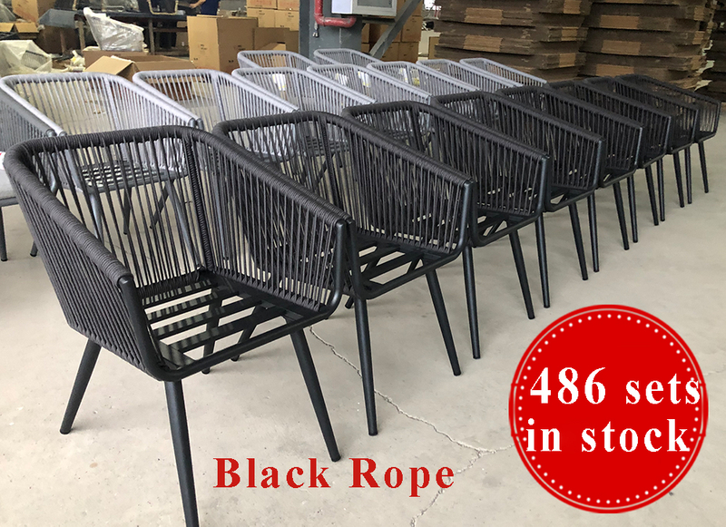 Rope Balcony Table And Chair Set - Black