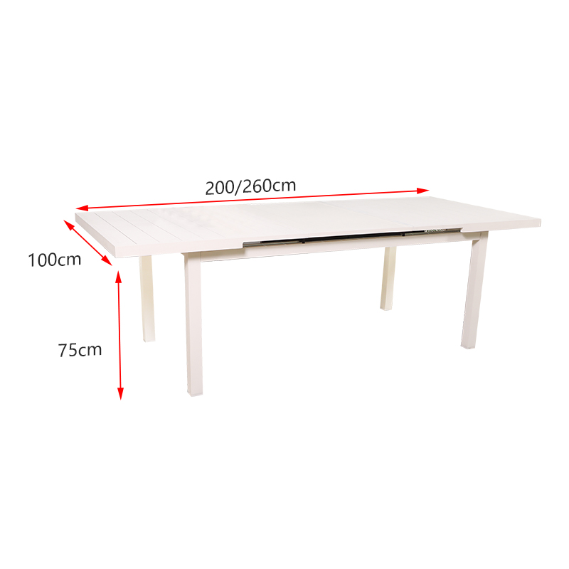 Aluminum Extensible White Garden Dining Table