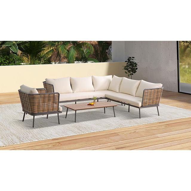 Nordic Weave Wicker Rattan Outdoor Furniture Garden Sofa Set