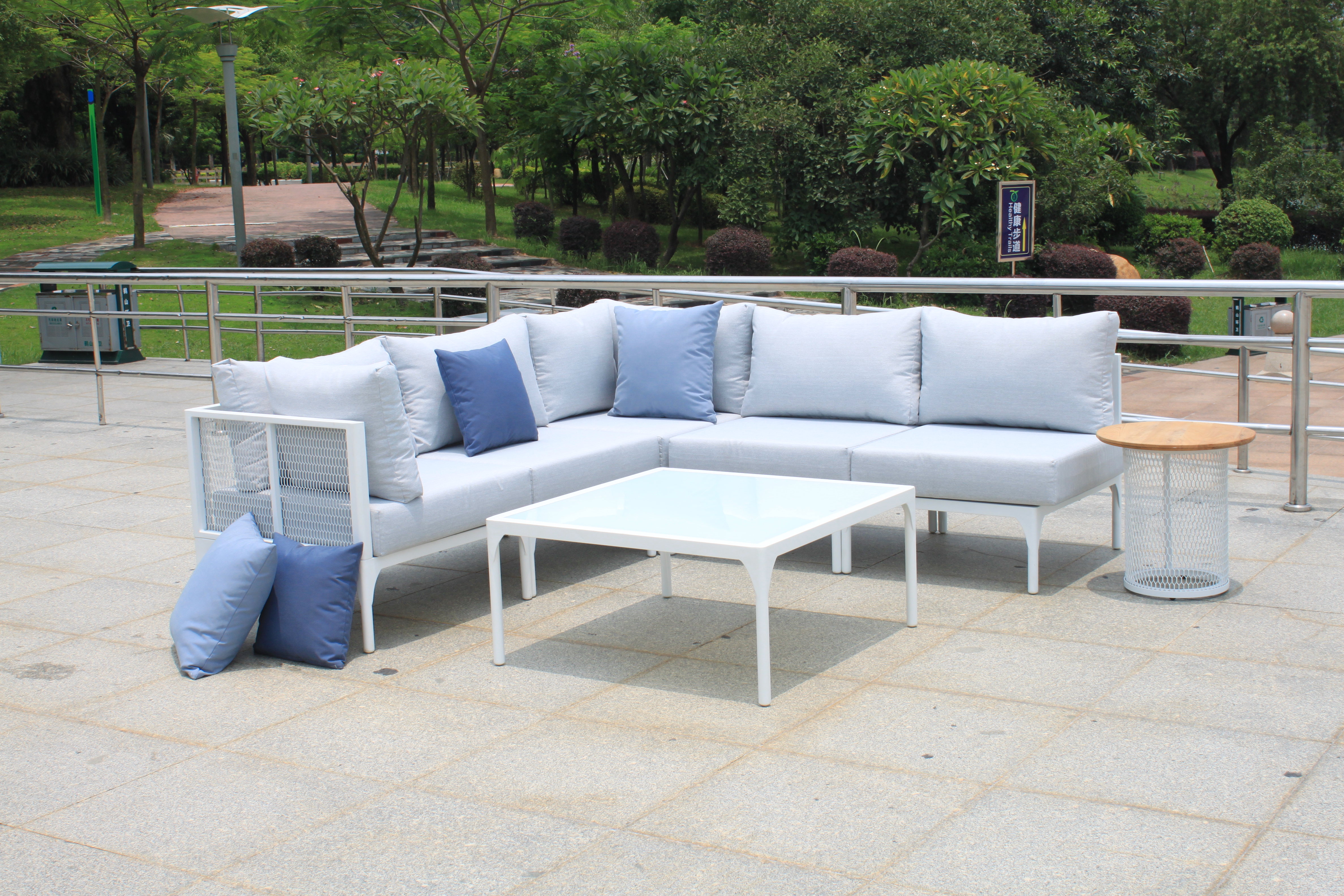 Outdoor Lounge Couch Set Corner Rattan Patio Sofa Set