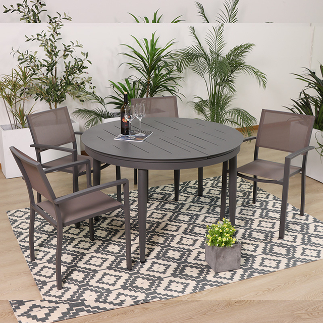 Modern Round Extendable Outdoor Dining Set