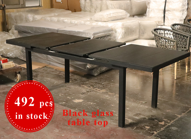 Square Extensible Aluminum Outdoor Table - Balck