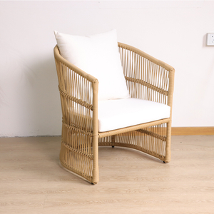 Balcony Armchair Woven Rattan Cafe Bistro Single Chair