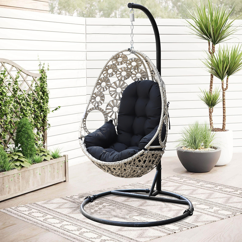 Modern Rattan Leisure Black Hammock Swing Chair for Outdoor