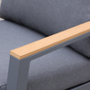 Aluminum Outdoor Sofa Set Natural Teak Wooden Armrest Garden Couch