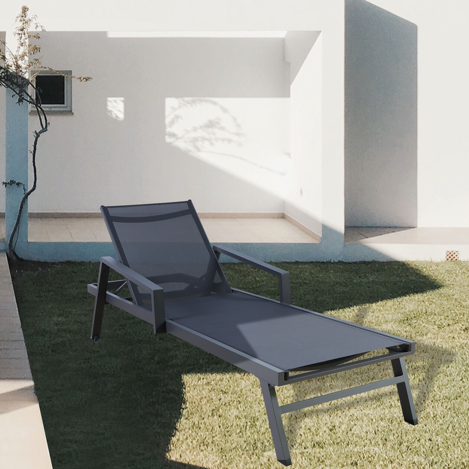 Modern Swimming Pool Black Sun Lounger Furniture