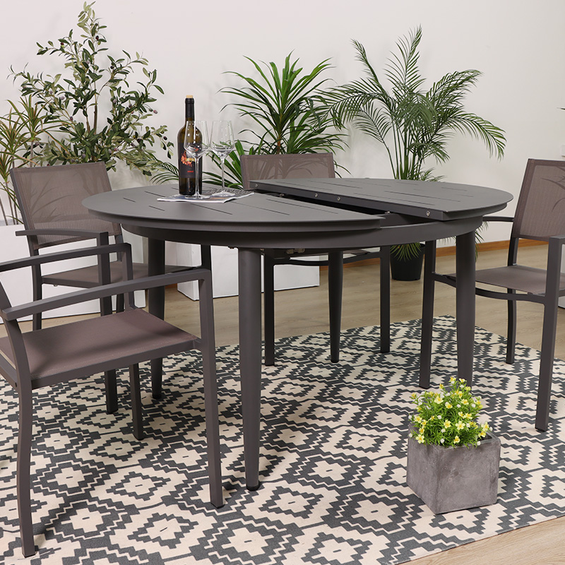 Modern Round Extendable Outdoor Dining Set