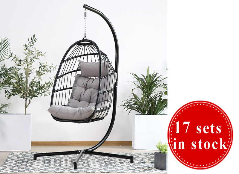 Folding Rope Egg Swing Chair with Cushion