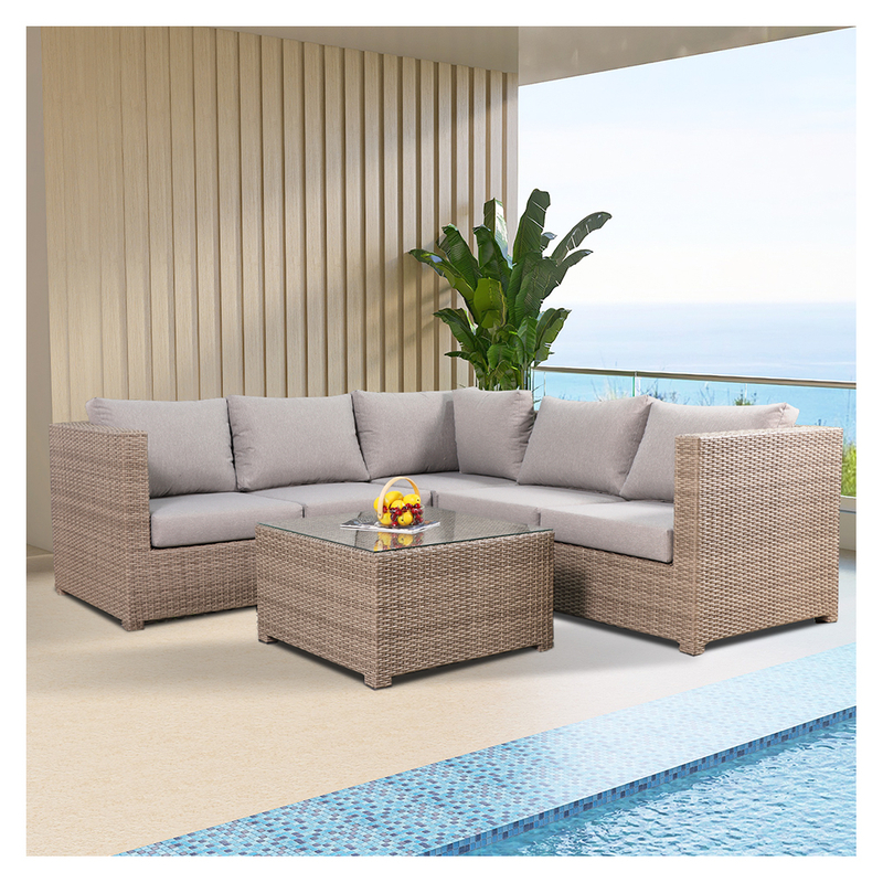 Cheap L Shaped Courtyard Outdoor Rattan Sofa