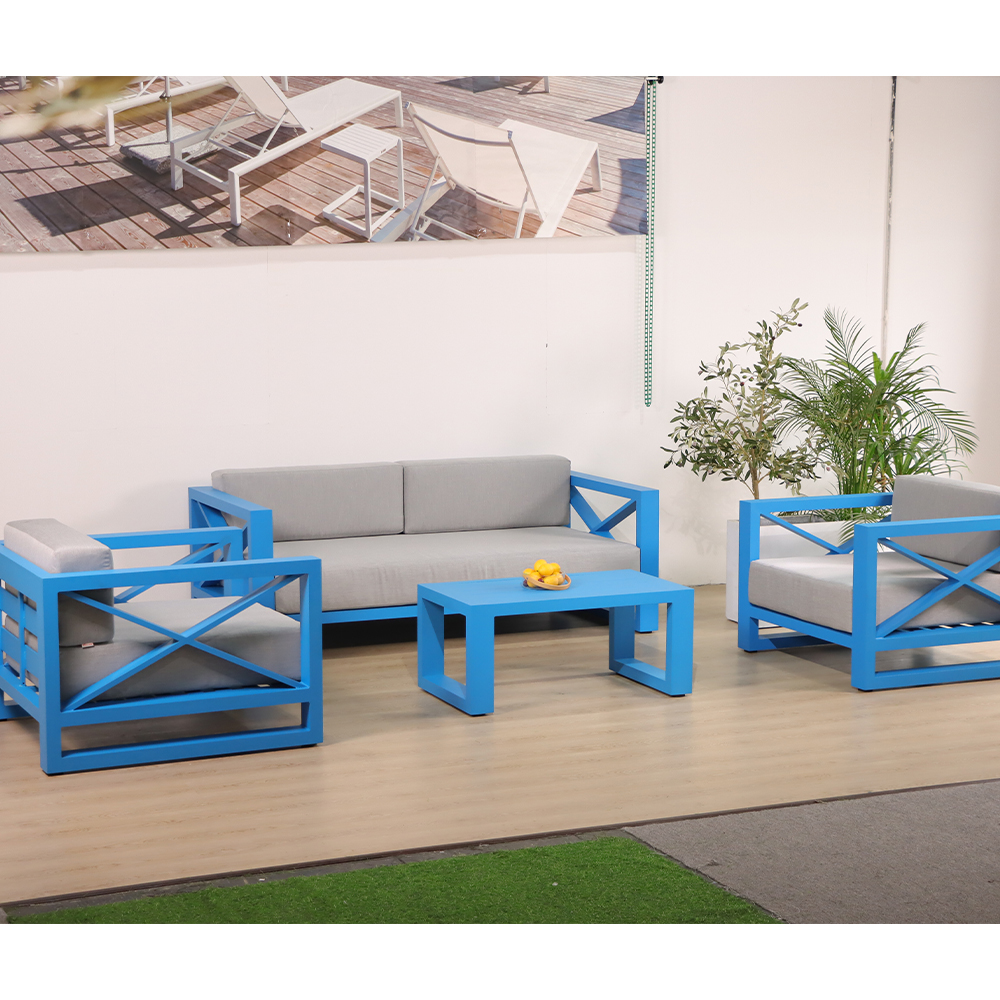 Foshan Factory Project Blue Customized Garden Hotel Sofa