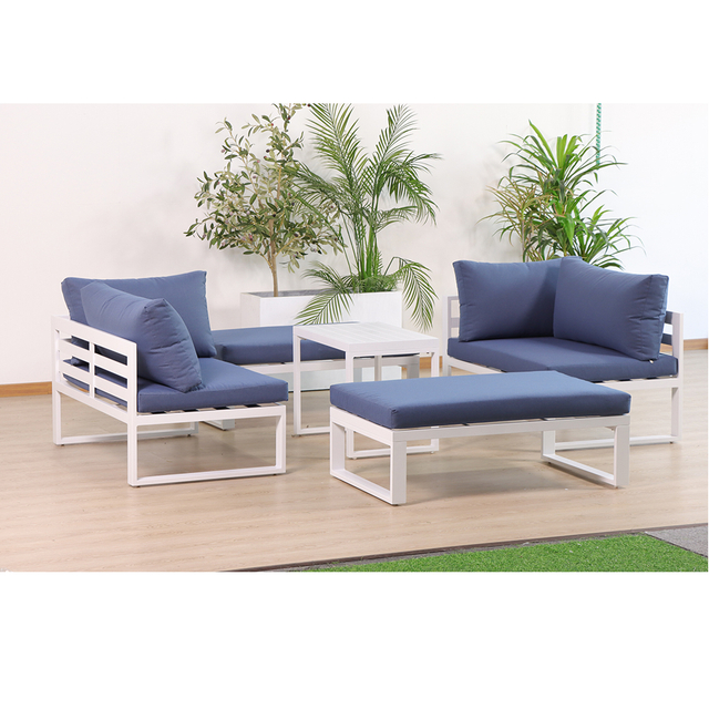 Adjustable Aluminum Frame Modern L-Shaped Garden Sofa Set
