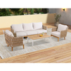 Commercial Outdoor Sofa Set High End Teak Wood Rope Hotel Sofa