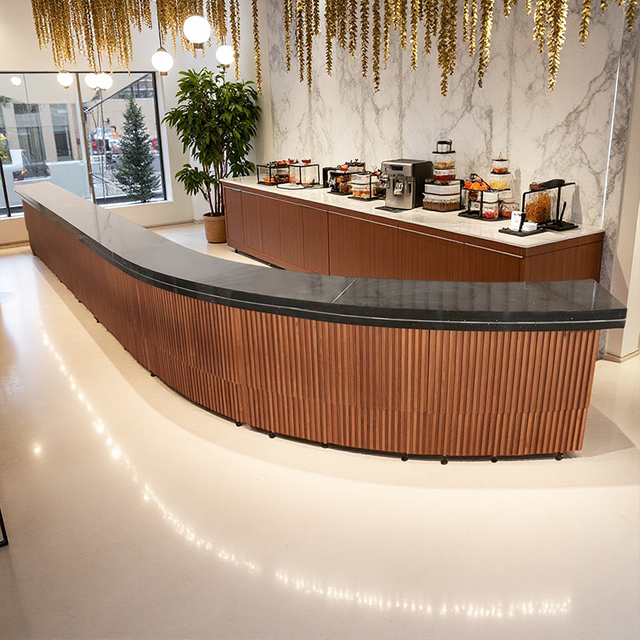High Quality Customized Elegant Wooden Counter Restaurant Bar Table Vintage Reception Desk