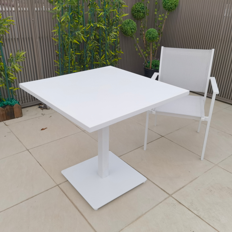 White Leisure Cafe Square Aluminum Outdoor Dining Set