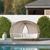 High Quality Contemporary Rattan Garden Daybed with Canopy