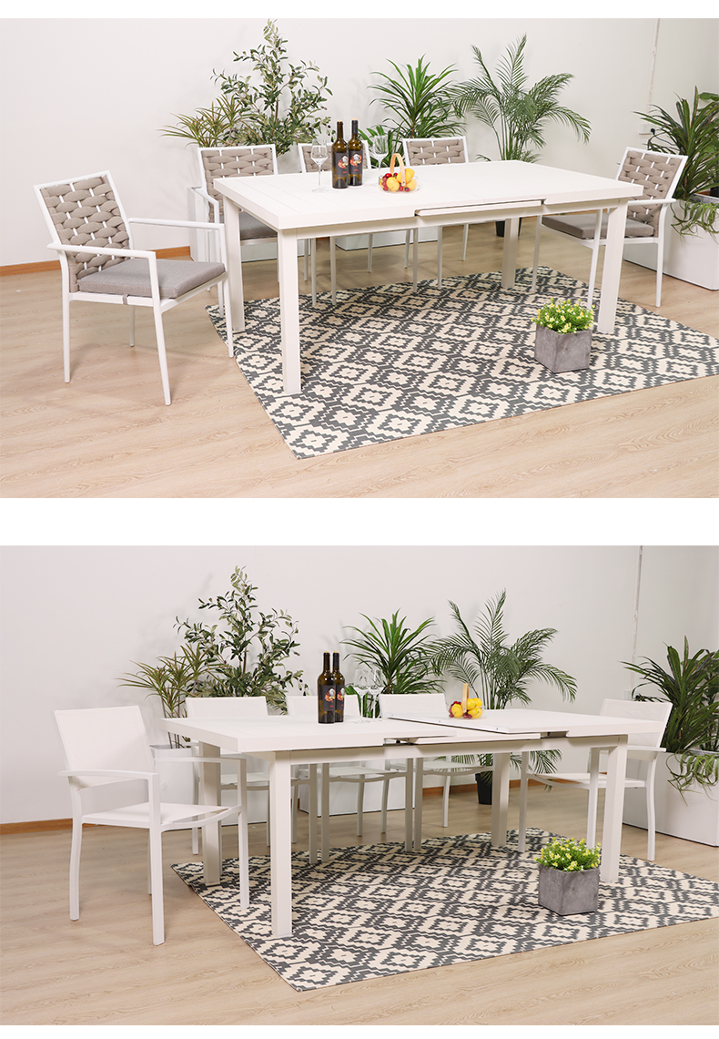 White Extendable Outdoor Dining Set