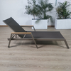 Adjustable Sun Lounger with wooden armrest