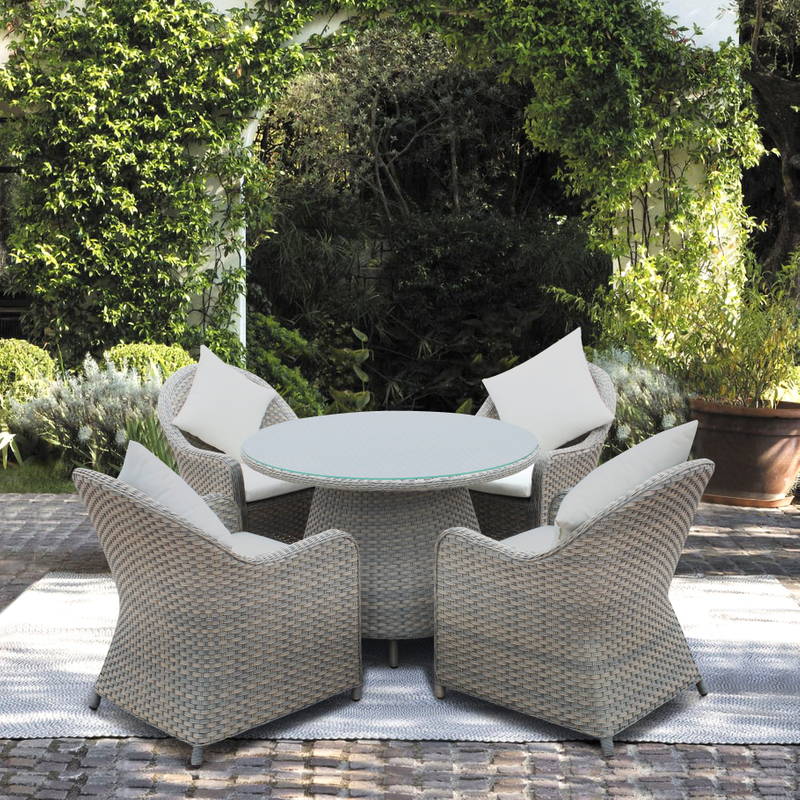 Customized 5 Piece High Quality Wicker Patio Outdoor Dining Set