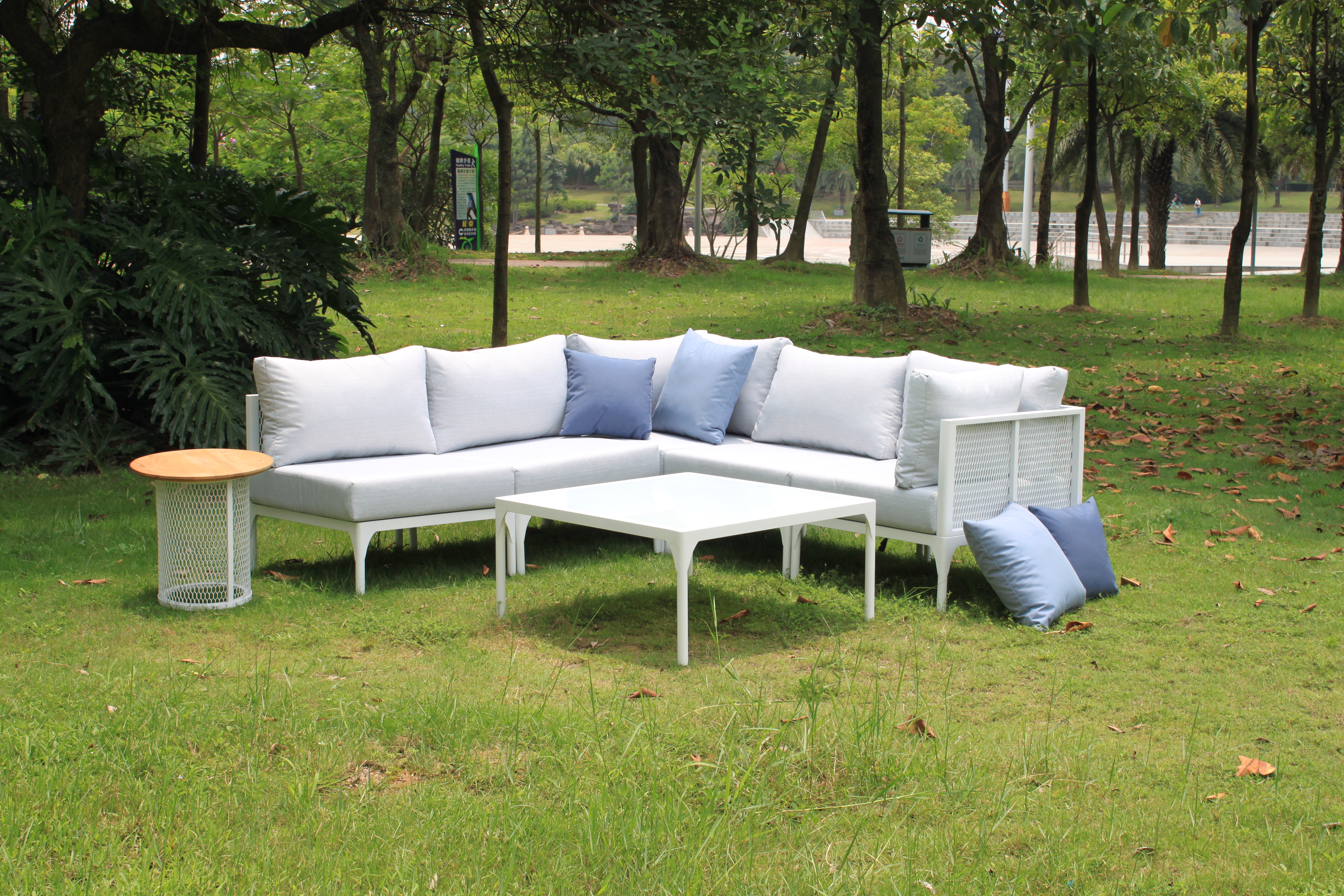 Outdoor Lounge Couch Set Corner Rattan Patio Sofa Set
