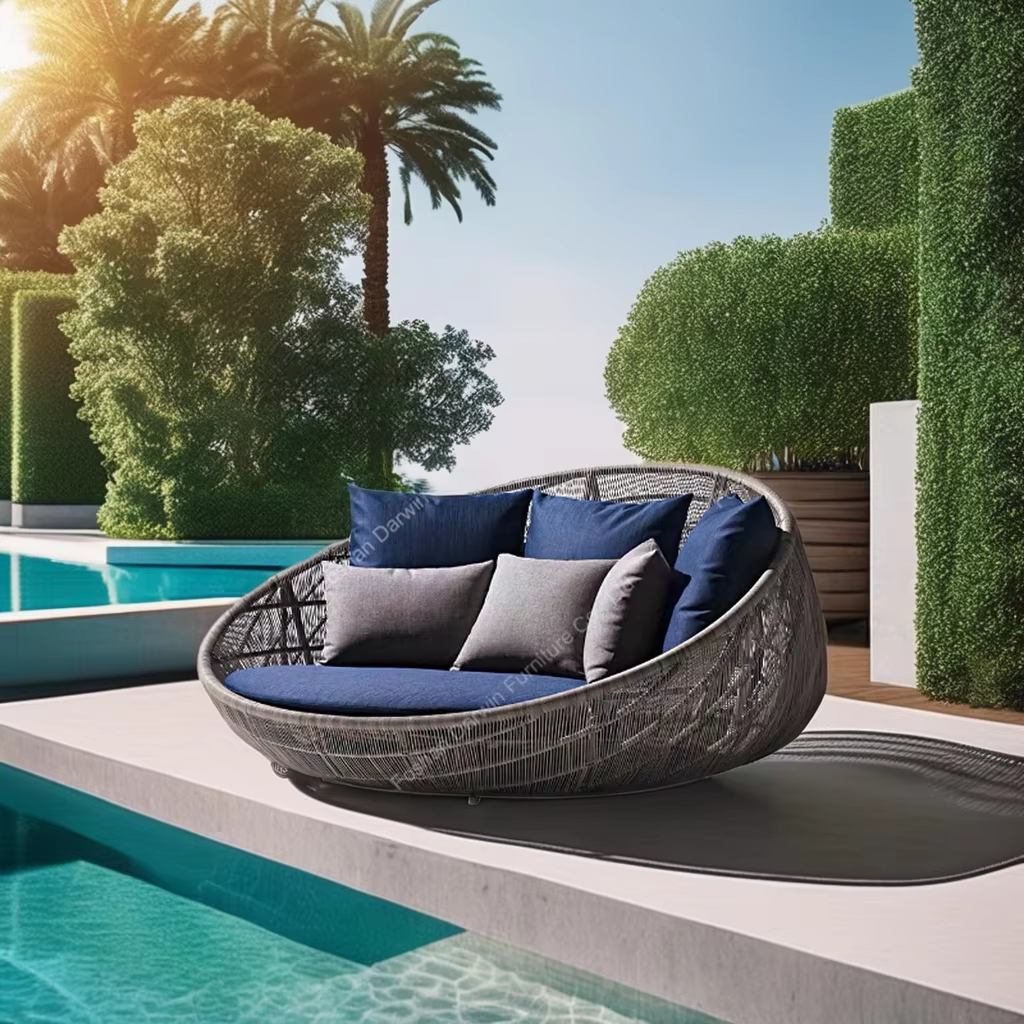 Outdoor Lounge 2 Person Beach Rattan Daybeds