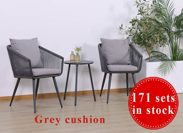 Rope Balcony Table And Chair Set-Grey