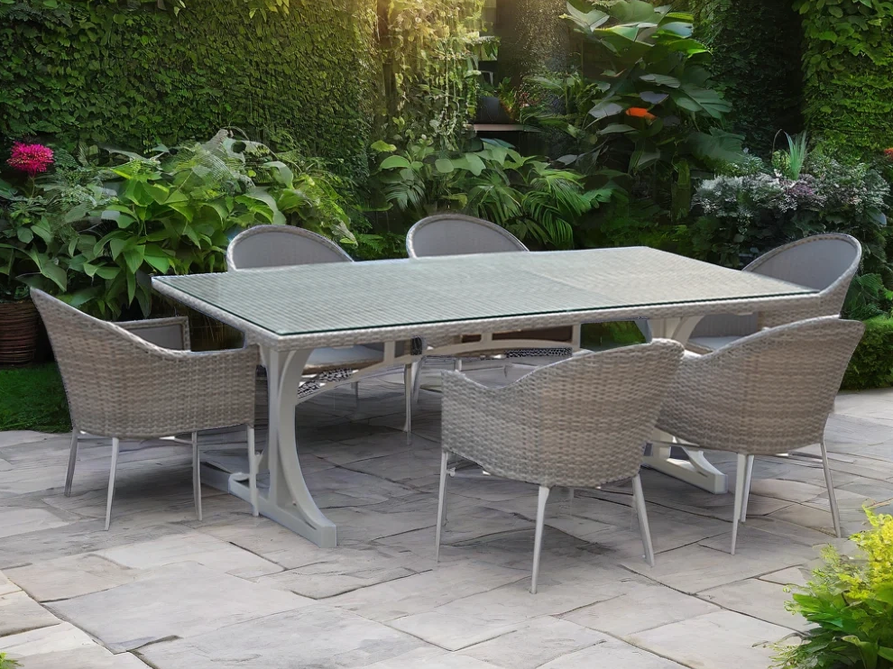 Luxury European Garden Rattan Outdoor Dining Set