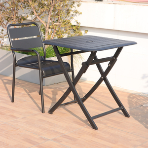 Balcony Patio Portable Black Aluminum Folding Table And Chairs