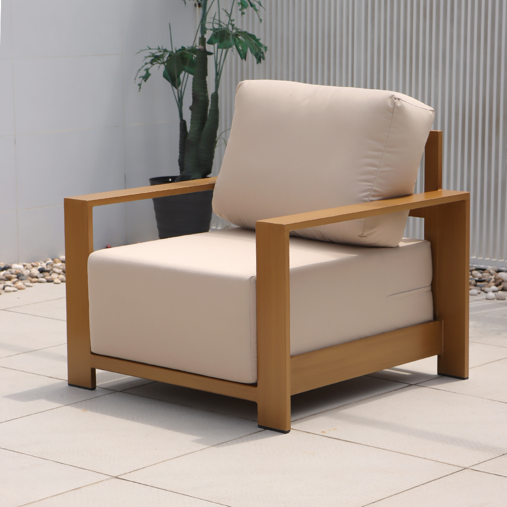 Luxury Modern Outdoor Aluminum Sofa Chair Set with Waterproof Cushion