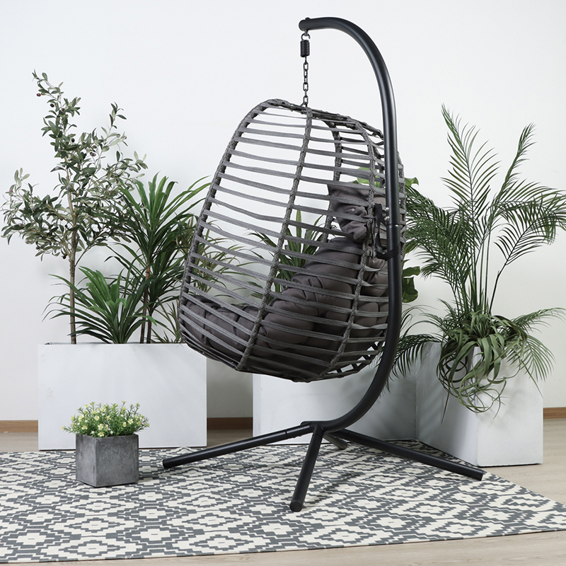 Outdoor Patio Folded Wicker Rattan Lounge Chair with Stand